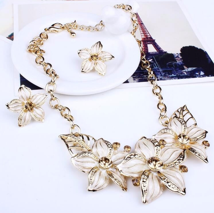 Austrian Crystal Enamel Flower Jewelry Sets