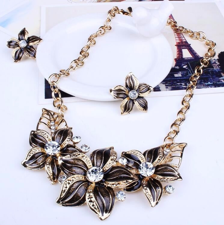 Austrian Crystal Enamel Flower Jewelry Sets