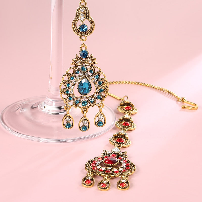 Blue Red Peacock Prestige Necklace Earrings Bridal Jewelry Sets