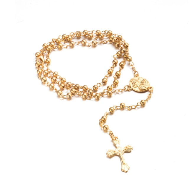 Rosary Necklace Jesus Christ Cross Pendant Necklaces