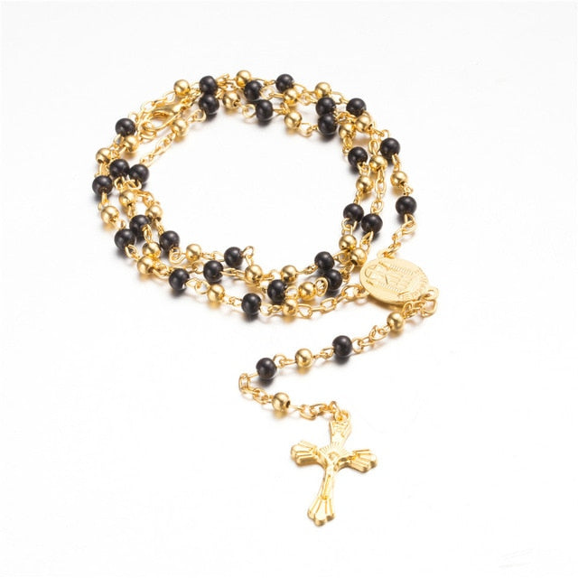Rosary Necklace Jesus Christ Cross Pendant Necklaces