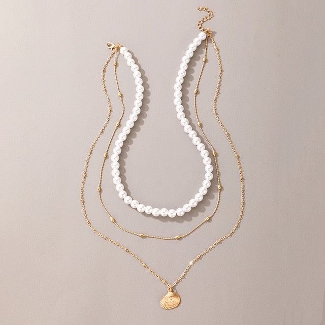 Luxury Pearl Stone Shell Pendant Necklace