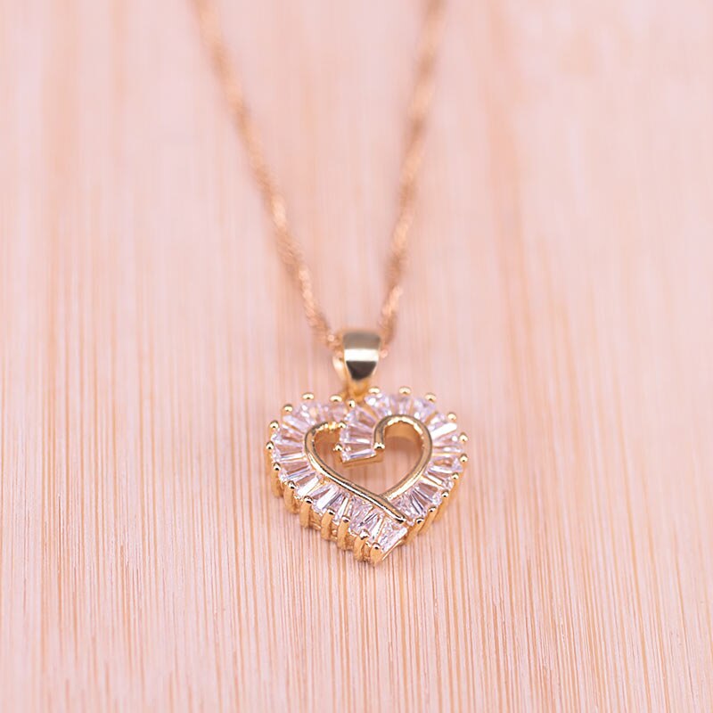 Heart Square White Zircon Bridal Jewelry Set