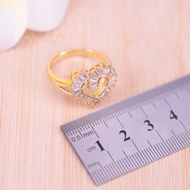 Heart Square White Zircon Bridal Jewelry Set