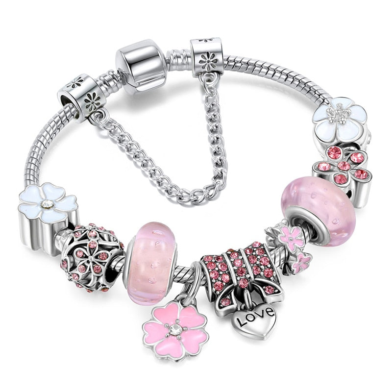 Vintage Silver Color Charms Bracelets for Women