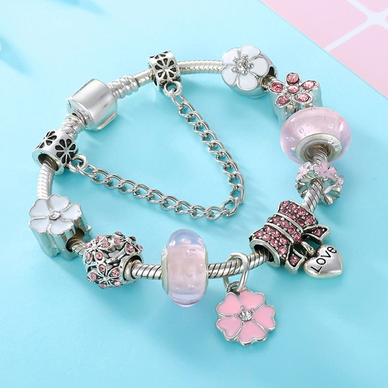 Vintage Silver Color Charms Bracelets for Women