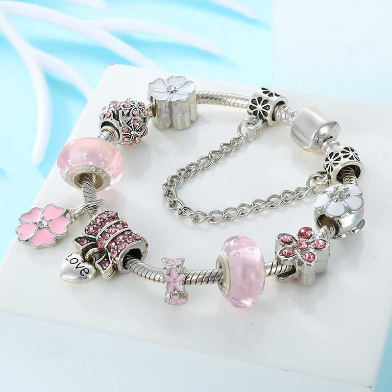 Vintage Silver Color Charms Bracelets for Women