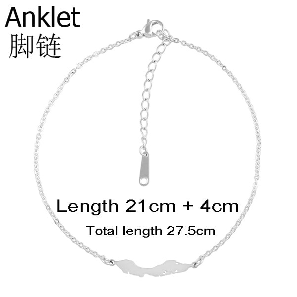 21cm + 4cm / Curacao Map Anklet for Women
