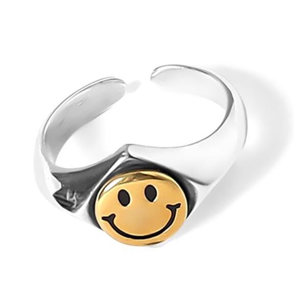 2 layered black Minimalist Thin Circle Gem Rings