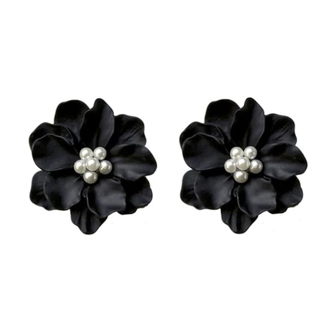 Sexy Woman Black Flower Earrings