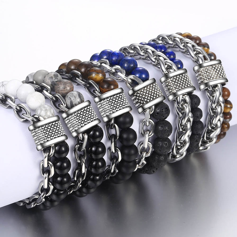 Men's Tiger Eye Stone Beaded Bracelet