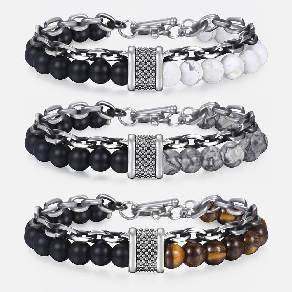 Men's Tiger Eye Stone Beaded Bracelet