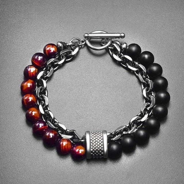 Men's Tiger Eye Stone Beaded Bracelet