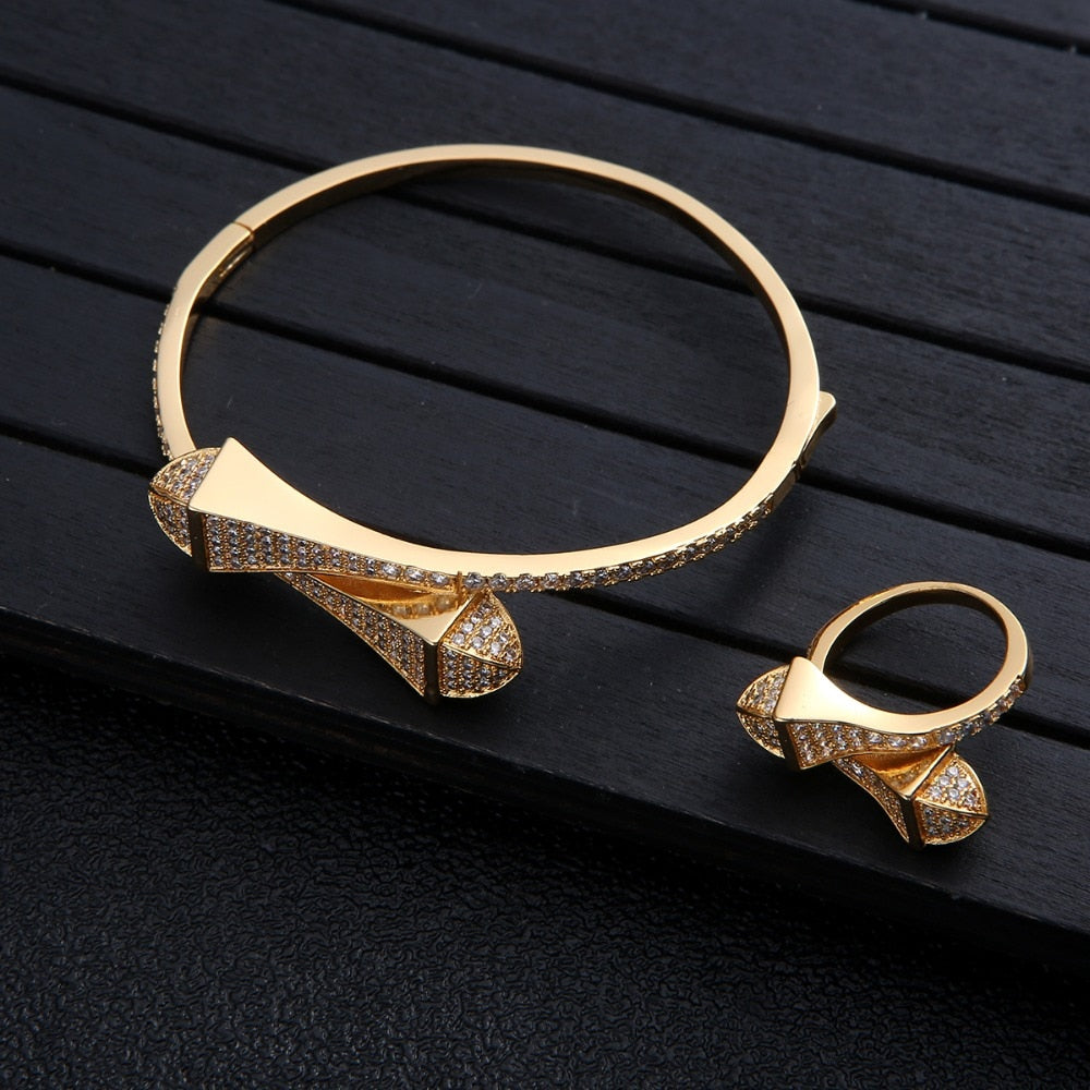 Luxury 2PCS Dubai Bangle Ring Set