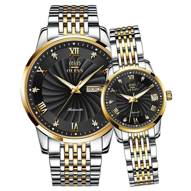 Luxury Automatic Mechanical Watch Stainless Steel Waterproof Clock