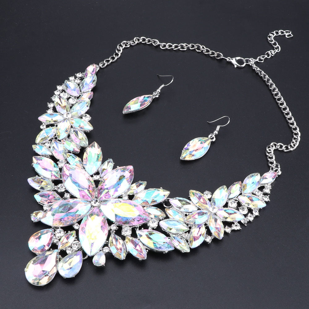 Crystal Choker Statement Necklace Earring Jewelry Set