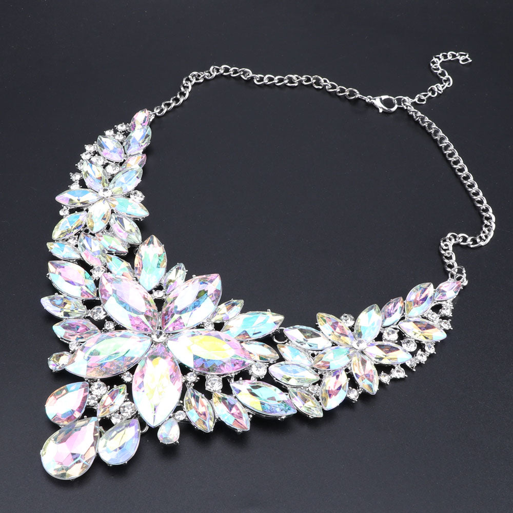 Crystal Choker Statement Necklace Earring Jewelry Set
