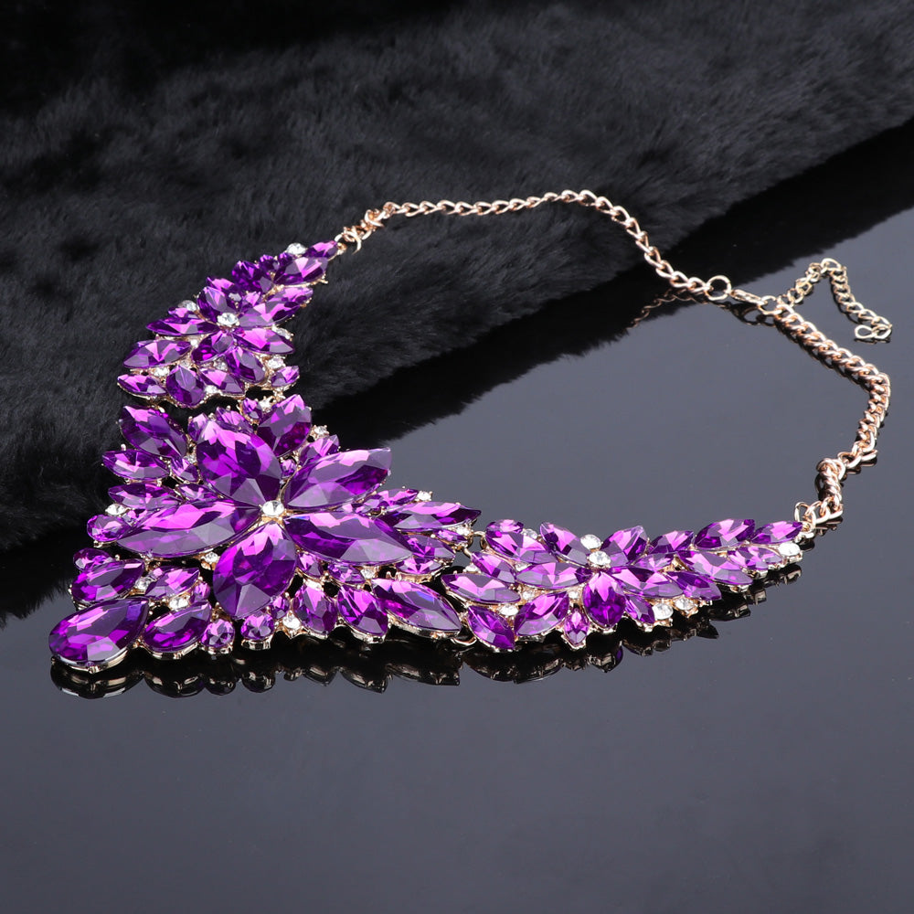 Crystal Choker Statement Necklace Earring Jewelry Set