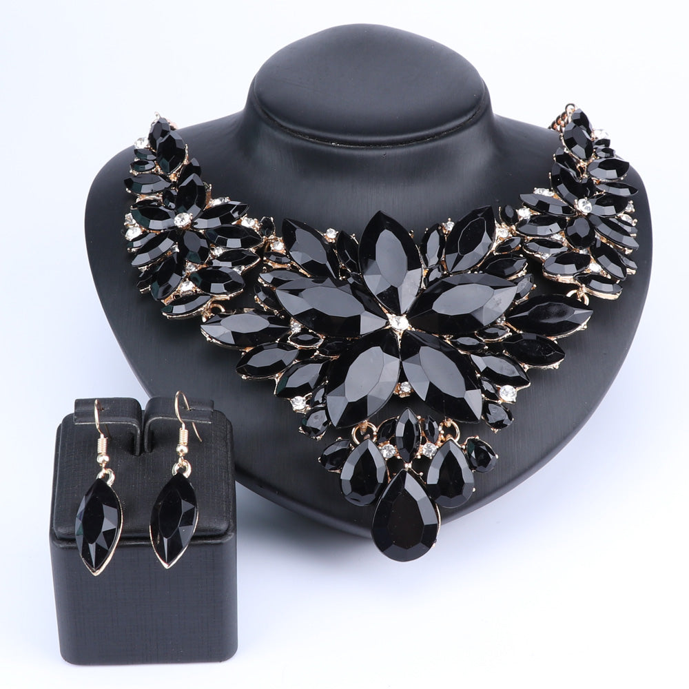 Crystal Choker Statement Necklace Earring Jewelry Set
