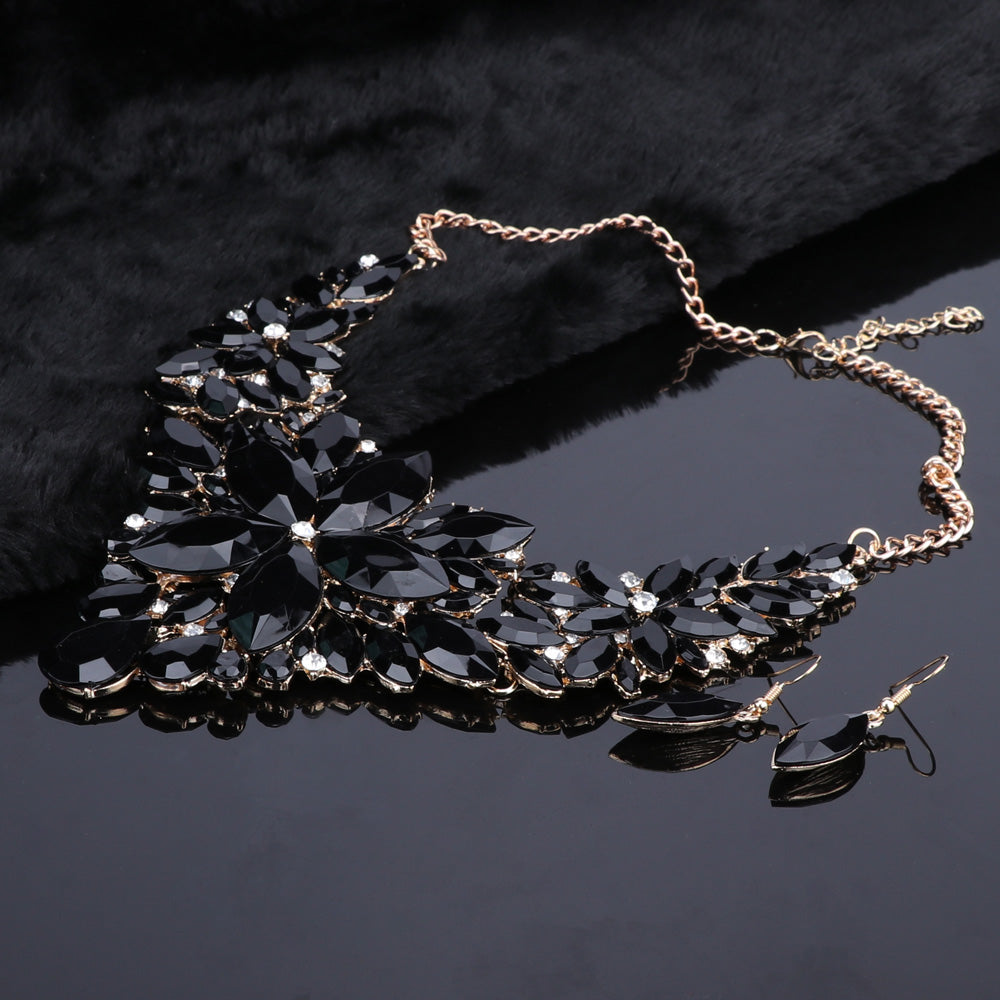 Crystal Choker Statement Necklace Earring Jewelry Set