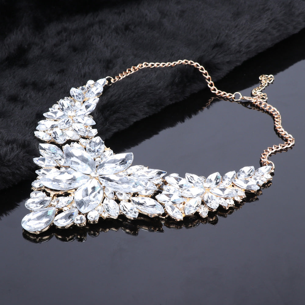 Crystal Choker Statement Necklace Earring Jewelry Set