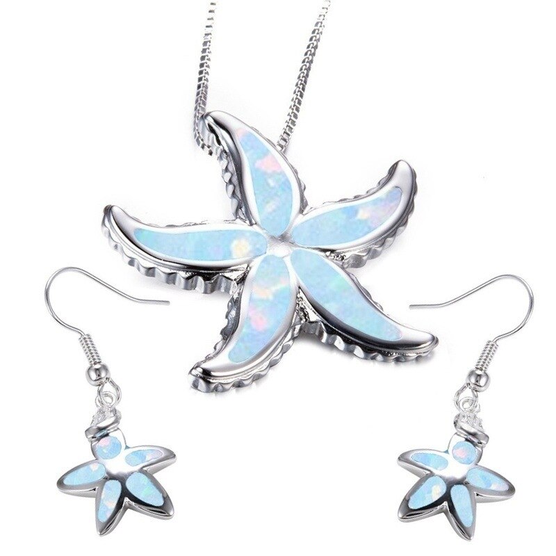 New Stylish Blue Color Starfish Necklace Earring Set