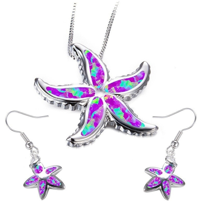 New Stylish Blue Color Starfish Necklace Earring Set
