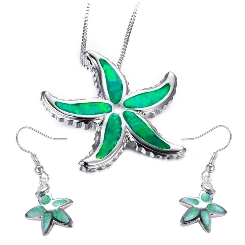 New Stylish Blue Color Starfish Necklace Earring Set