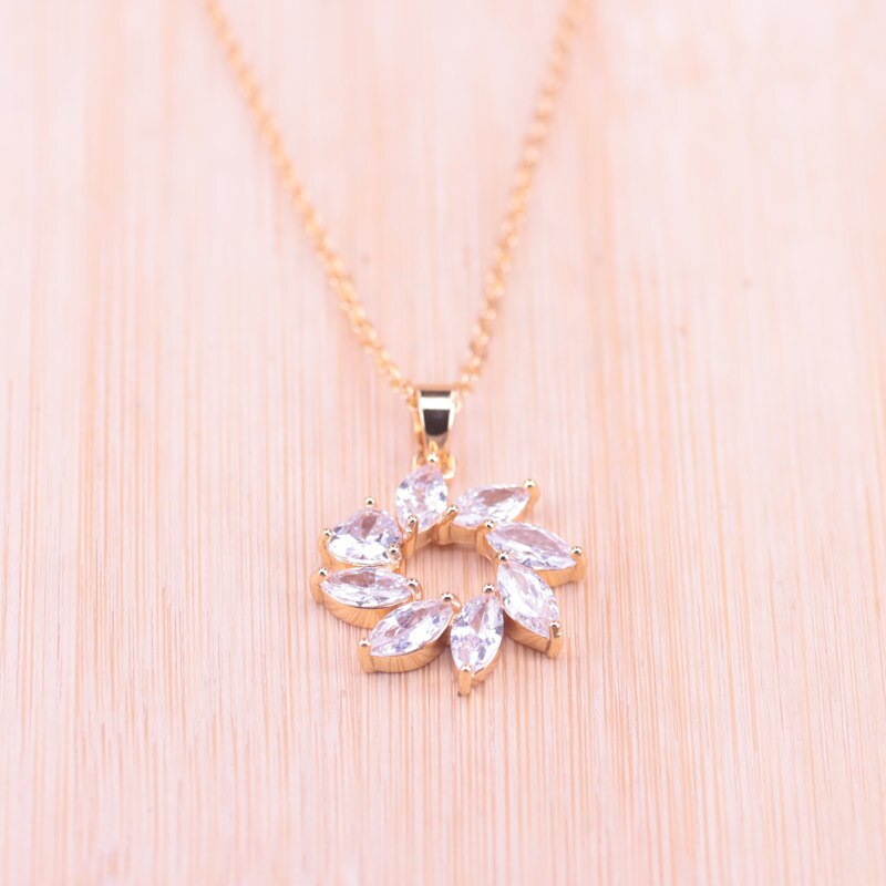 Top Zircon Gold Color For Women Earrings Necklace Set