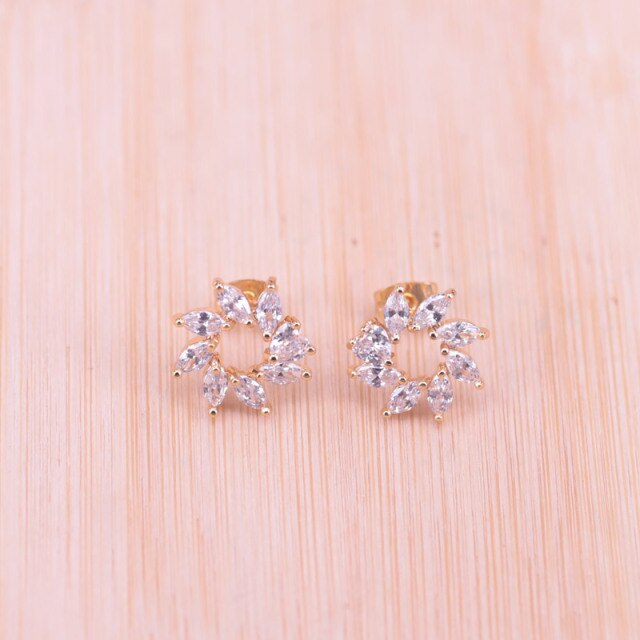 Top Zircon Gold Color For Women Earrings Necklace Set