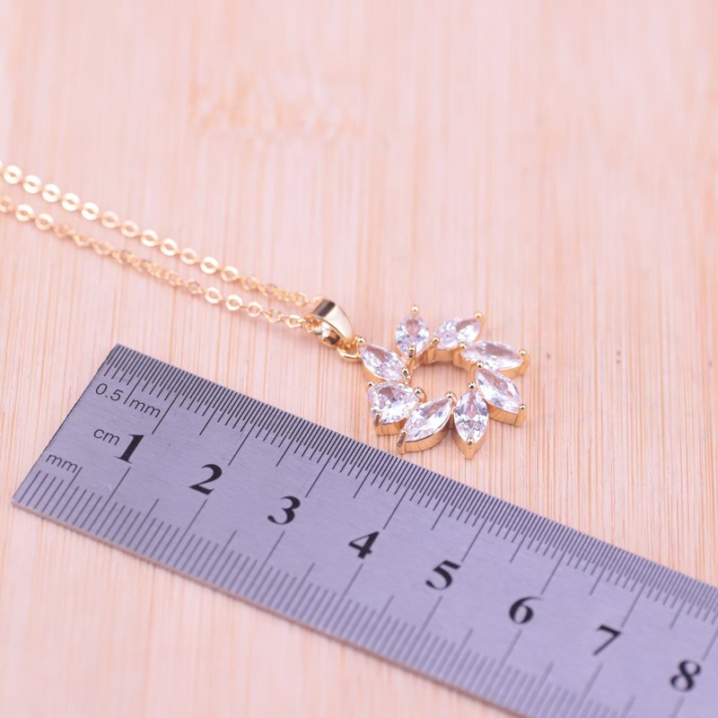 Top Zircon Gold Color For Women Earrings Necklace Set