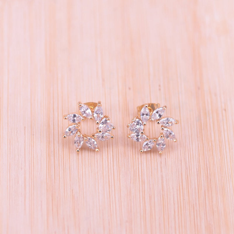 Top Zircon Gold Color For Women Earrings Necklace Set