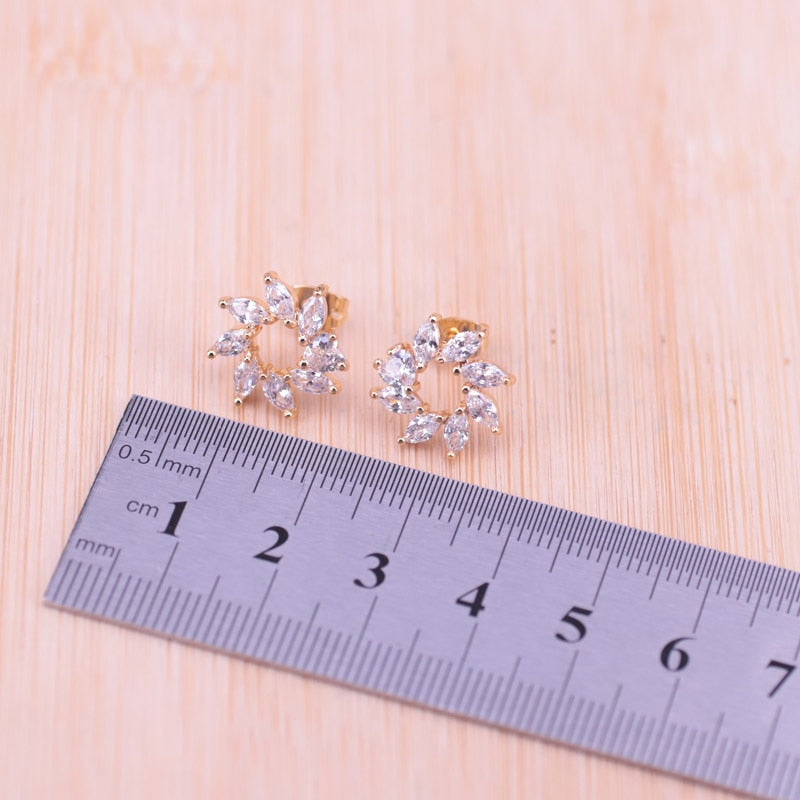 Top Zircon Gold Color For Women Earrings Necklace Set