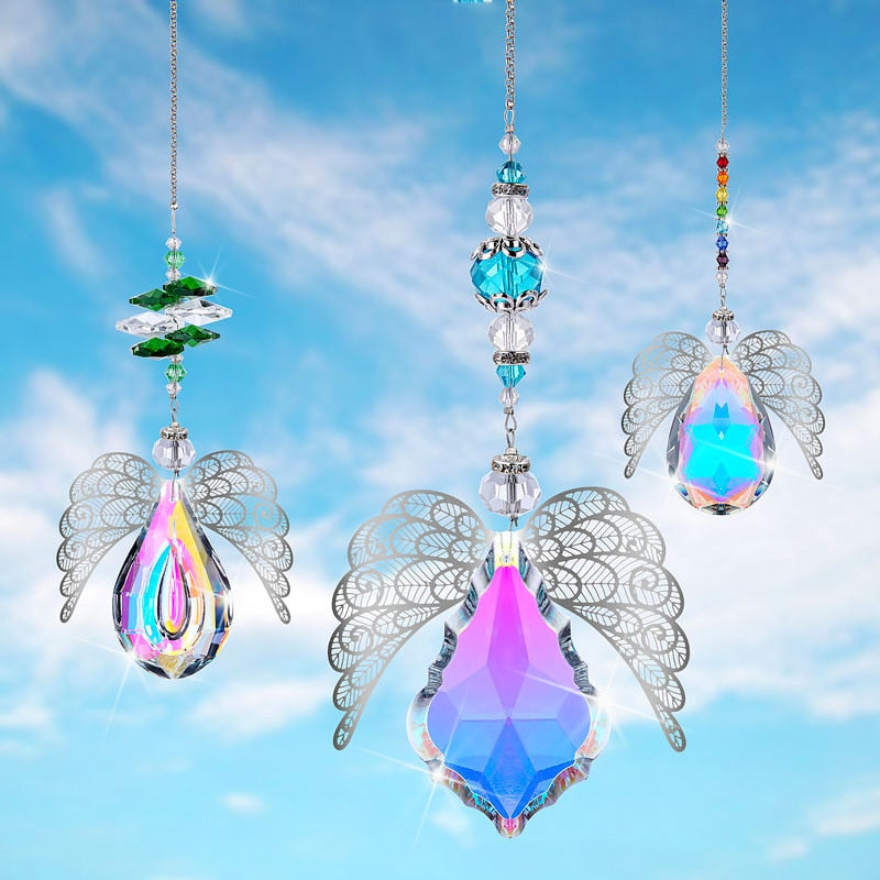 3pcs Crystal Angel Suncatcher with AB Prisms Hanging Window Pendant