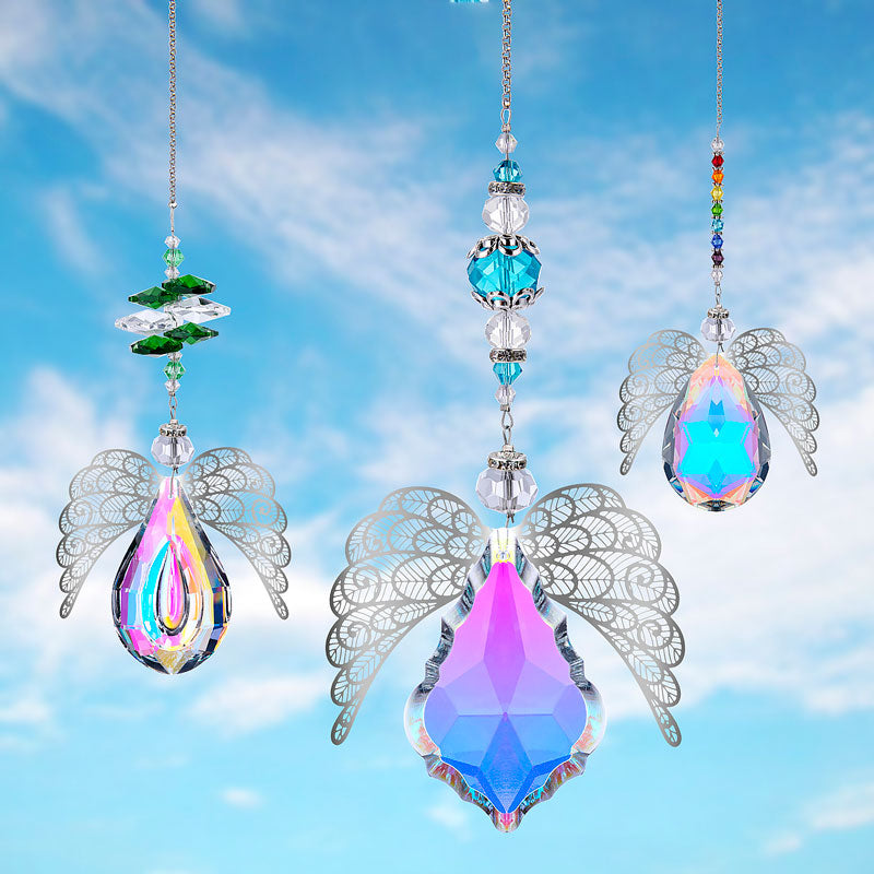 3pcs Crystal Angel Suncatcher with AB Prisms Hanging Window Pendant