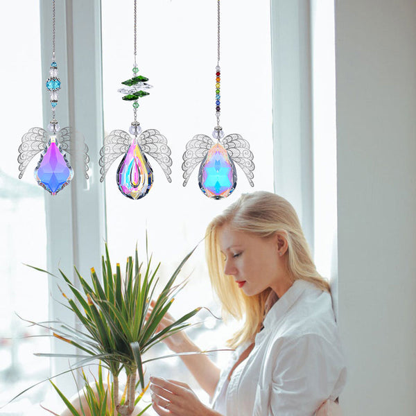3pcs Crystal Angel Suncatcher with AB Prisms Hanging Window Pendant