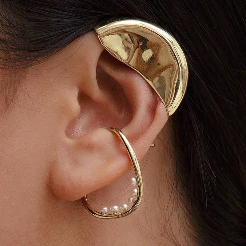 Boho Gold Silver Color Geometric Cross Earcuff Earrings