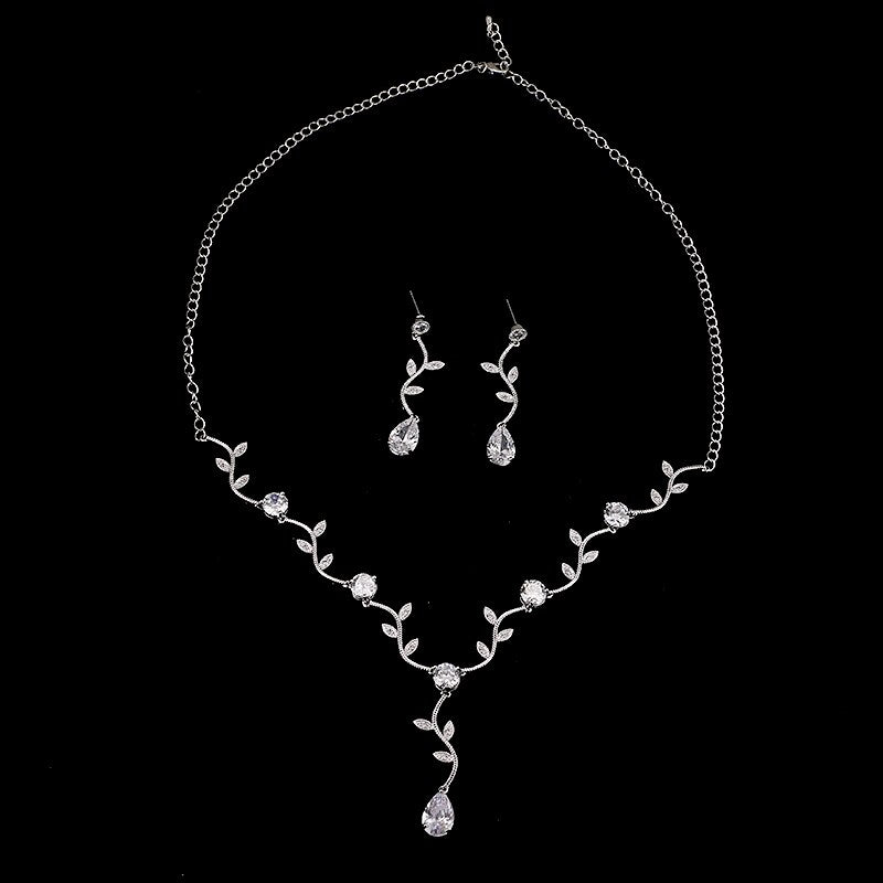 Rose Gold Color Zircon Crystal Bridal Jewelry Sets