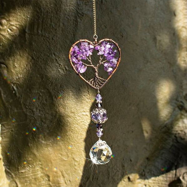 Handmade Amethyst Suncatcher Crystal Tree of Life