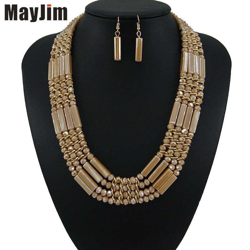 fashion Vintage  multi storey chain necklace crystal bead Handmade jewelry sets