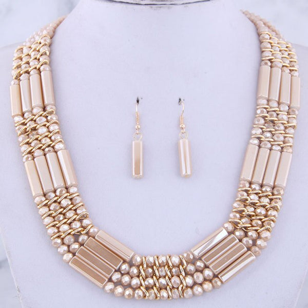 fashion Vintage  multi storey chain necklace crystal bead Handmade jewelry sets