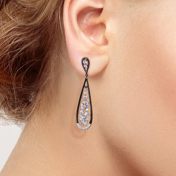 Pendientes de plata de ley 925 con circonitas blancas brillantes