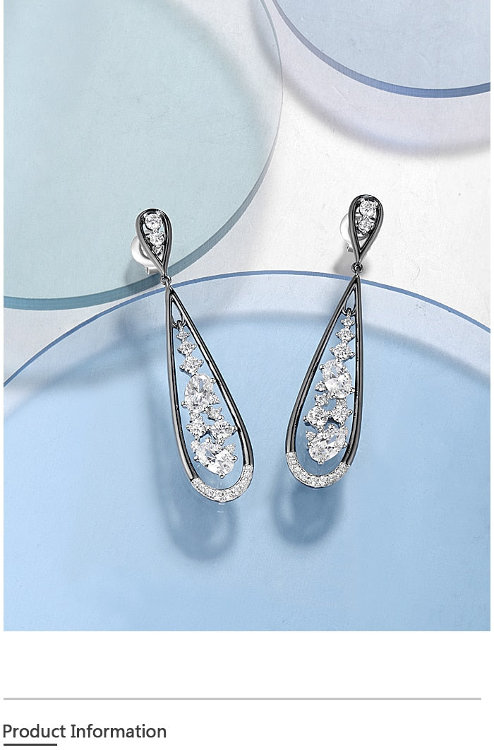 Silver Earrings 925 Sterling Silver Sparkling White Cubic Zirconia Earrings
