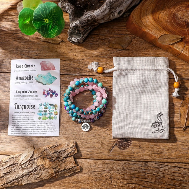 108 Mala Natural Stone Bracelet Women