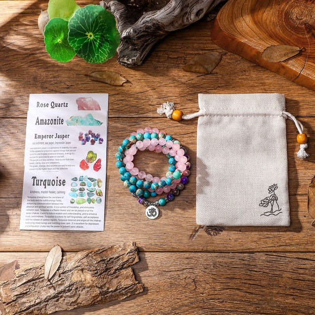 108 Mala Natural Stone Bracelet Women