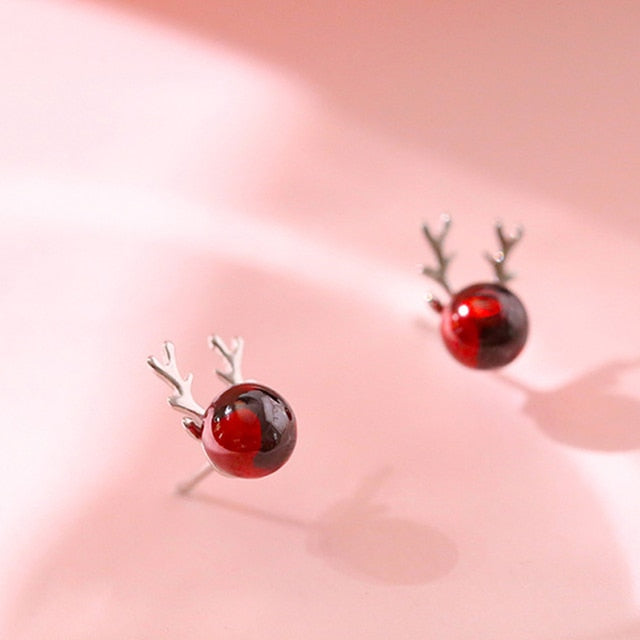 Christmas Stud Earrings Rhinestone Snowflake Elk Earrings
