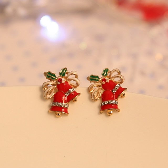 Christmas Stud Earrings Rhinestone Snowflake Elk Earrings