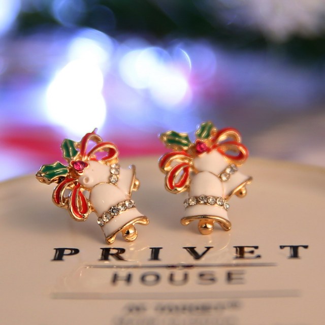 Christmas Stud Earrings Rhinestone Snowflake Elk Earrings