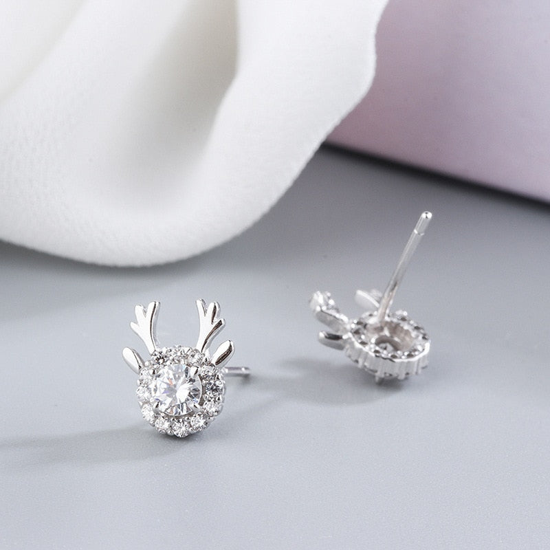 Christmas Stud Earrings Rhinestone Snowflake Elk Earrings