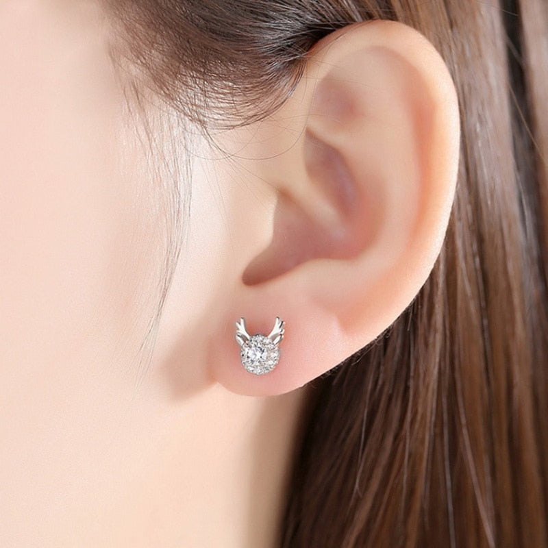 Christmas Stud Earrings Rhinestone Snowflake Elk Earrings